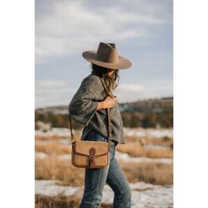 Western Timberland Crossbody | Camel Nubuck Leather Bag | Brass Hardware & Charm